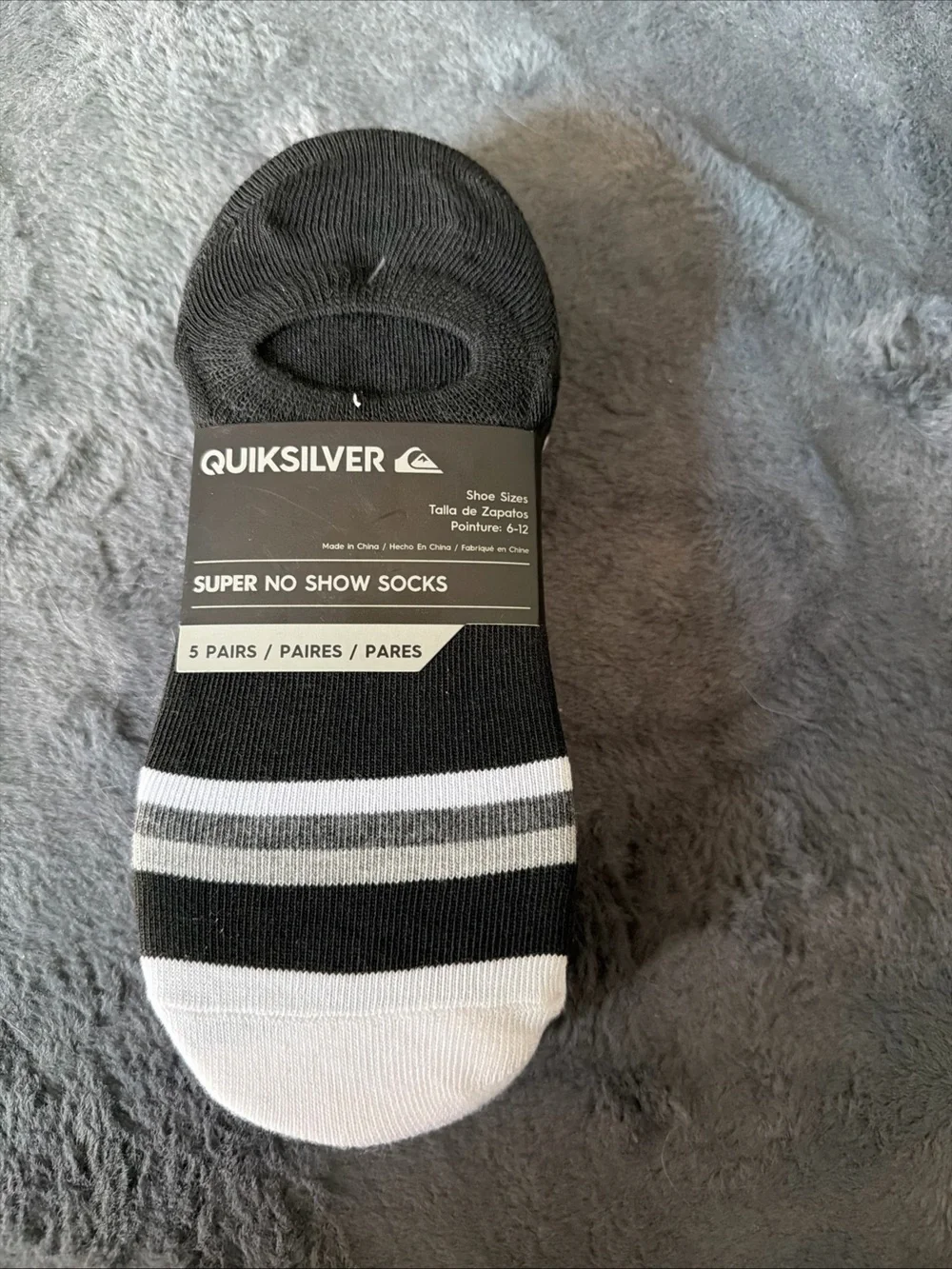 Quiksilver Men’s Black, White & Gray Low-Cut No-Show Socks - 5 Pack